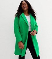 New Look Curves Green Lined Long Formal Coat